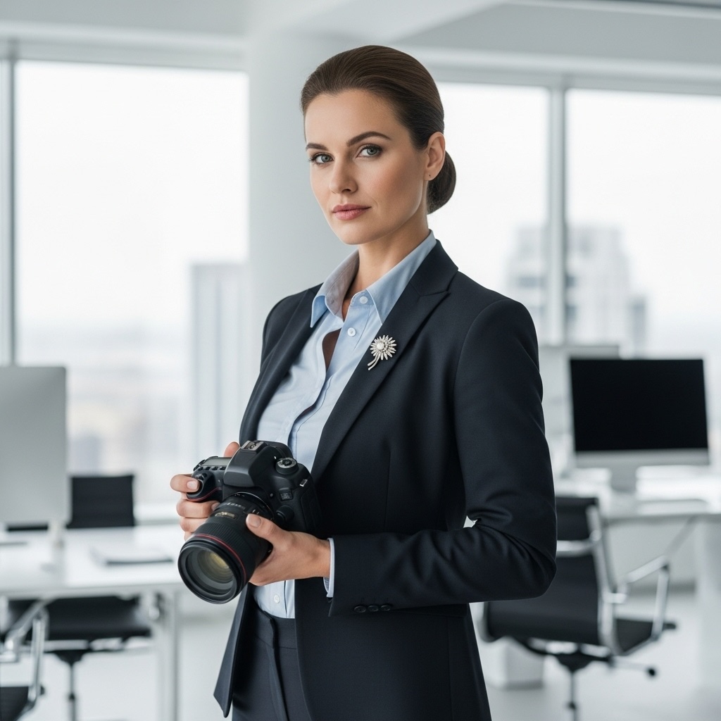 Business Portrait style preset: corporate headshot with neutral background